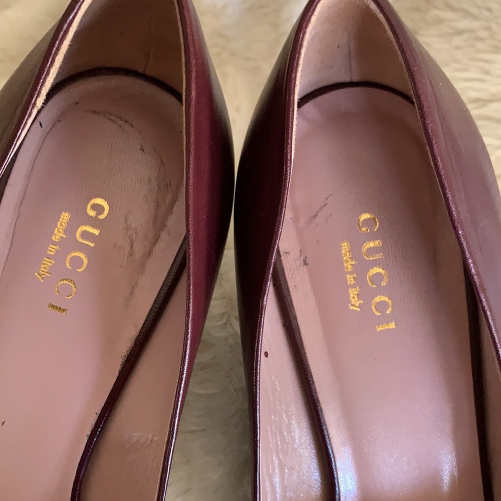 🏆🎖SOLD ELSEWHERE!🎖🏆Gorgeous Gucci Brown Stud Toe Heels TWO SIZE SHOES - Picture 7 of 9